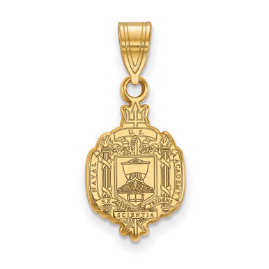 Gold Plated Sterling Silver Navy Medium Crest Pendant by LogoArt by ...