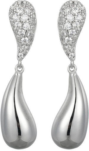 925 Sterling Silver Rhodium Plated Teddy Drop Earring For Women