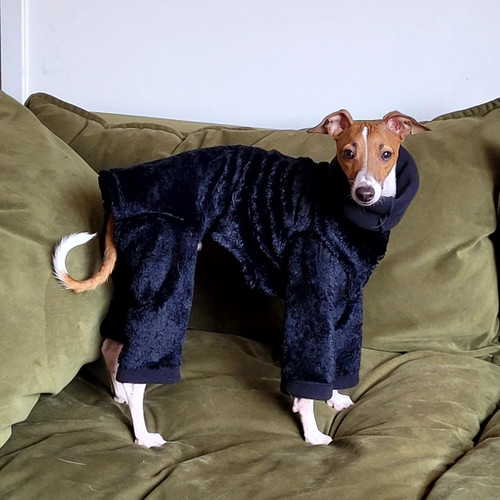Italian Greyhound Black Mink Hooded Fleece Bodysuit