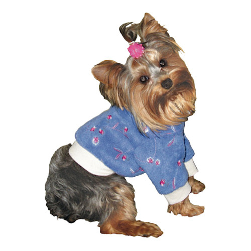 Toy & Teacup Blue Flowers Fleece Sweater Toy & Teacup Blue Flowers Fleece Sweater