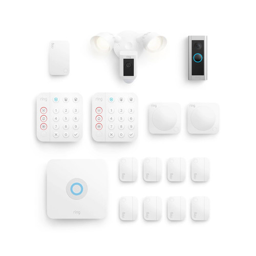 Ring Alarm 14-Piece Kit with Ring Wired Doorbell Pro and Ring Floodlight Cam Wired Plus