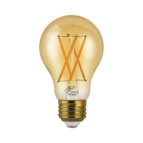 Euri Lighting VA19-3020ea Vintage LED 60-Watt Equivalent A19 Filament Lamp E26 Base Amber Glass Dimmable - Case of 24