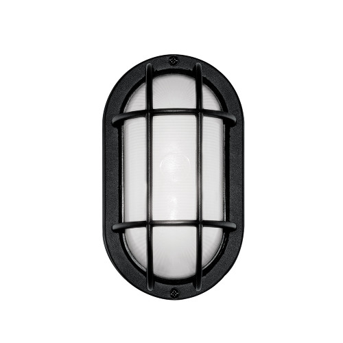 Euri Lighting EOL-WL13BLK-2050e Outdoor Black Bulkhead Wall Light Frosted Ribbed Glass Lens