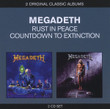 Megadeth ‎– Rust In Peace / Countdown To Extinction
Label:
EMI ‎– 5099970475524
Format:
CD, Album, Reissue
CD, Album, Reissue
All Media, Compilation
Country:
Europe
Released:
2012
Genre:
Rock
Style:
Thrash, Heavy Metal
Rust In Peace / Countdown To Extinction (CD, Album, Reissue) for sale
More Images

Tracklist
Position	Title/Credits	Duration
Rust In Peace
1-01	Holy Wars...The Punishment Due	
1-02	Hangar 18	
1-03	Take No Prisoners	
1-04	Five Magics	
1-05	Poison Was The Cure	
1-06	Lucretia	
1-07	Tornado Of Souls	
1-08	Dawn Patrol	
1-09	Rust In Peace...Polaris	
1-10	My Creation	
1-11	Rust In Peace...Polaris (Demo)	
1-12	Holy Wars...The Punishment Due (Demo)	
1-13	Take No Prisoners (Demo)	
Countdown To Extinction
2-01	Skin O' My Teeth	
2-02	Symphony Of Destruction	
2-03	Architecture Of Aggression	
2-04	Foreclosure Of A Dream	
2-05	Sweating Bullets	
2-06	This Was My Life	
2-07	Countdown To Extinction	
2-08	High Speed Dirt	
2-09	Psychotron	
2-10	Captive Honour	
2-11	Ashes In Your Mouth	
2-12	Crown Of Worms	
2-13	Countdown To Extinction (Demo)	
2-14	Symphony Of Destruction (Demo)	
2-15	Psychotron (Demo)