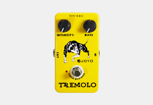 An unbeatable price for an analogue tremolo pedal with true bypass to alleviate any tone loss. Despite it's price this pedal comes with a durable and weighty aluminum alloy case making it just as travel ready as 100 dollar pedals. This pedal uses a similar circuitry design to fender amps and how they do their tremolo, but this pedal is a little more dynamic offering you control over the intensity and cycle rate of your tremolo and the true bypass switch also helps create some nice tonal options