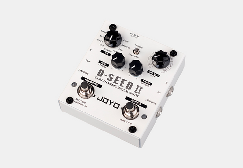JOYO D-SEED is a very flexible delay pedal, with build-in TAP Tempo function, which can be independently operated at any moment to change the delay time with ease. The DSEED Delay has dual channels (presets); each can separately save its own chosen delay time, as well as other relevant parameters, so you have different delay effects to use with your playing when needed. The maximum delay time of D-SEED is 6 seconds (under TAP TEMPO mode) meeting the requirement of most players. Four different types of delay effects of D-SEED: Restores your instrument's original sounds without any polishment. Provides you a warm imitate delay tones like earlier BBD delay pedals and it enables delay time to 6 seconds by aiding with digital technology. A delay tone with modulation and it is characterized by broad and rich sense of space, especially when playing clean tones. A very interesting effect and it reverses the delayed phase to create a very psychedelic feeling.
