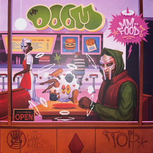 MF Doom ‎– MM..Food
Label:
Rhymesayers Entertainment ‎– RSE0400-1
Format:
2 × Vinyl, LP, Album, Reissue, Purple, Pink & Blue [Sweetart Marble], 20th Anniversary, Gatefold
Country:
Worldwide
Released:
15 Nov 2024
Genre:
Hip Hop
Style:
Conscious, Jazzy Hip-Hop, Boom Bap
MM..Food (Vinyl, LP, Album, Reissue) for sale
More Images

Tracklist
Position	Title/Credits	Duration
A1	Beef Rapp	
A2	Hoe Cakes	
A3	Potholderz
Featuring, Producer – Count Bass D
B1	One Beer
Producer – Madlib
B2	Deep Fried Frenz	
B3	Poo-Putt Platter	
B4	Fillet-O-Rapper	
B5	Gumbo	
C1	Fig Leaf Bi-Carbonate	
C2	Kon Karne	
C3	Guinnesses
Featuring – 4ize*, Angelika
D1	Kon Queso
Producer – PNS
D2	Rapp Snitch Knishes
Featuring – Mr. Fantastik
D3	Vomitspit	
D4	Kookies