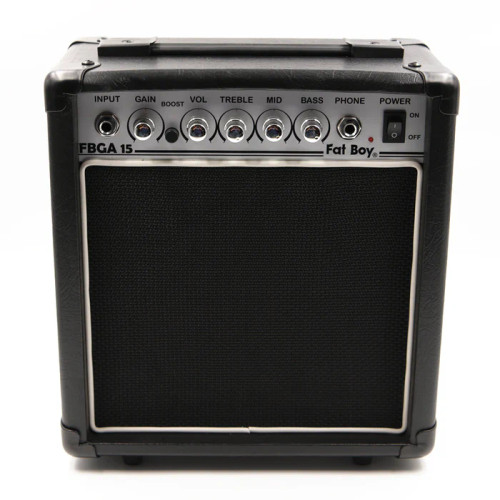 The Fat Boy 15W Guitar Amp sounds great and comes with the features that every guitarist can't do without, Phones input, Gain, Volume, Treble, Middle, Bass along with Clean and Boost channels for extra punch. The amp features a 6.5" speaker and measures 270mm (W) x 152mm (D) x 305mm (H)