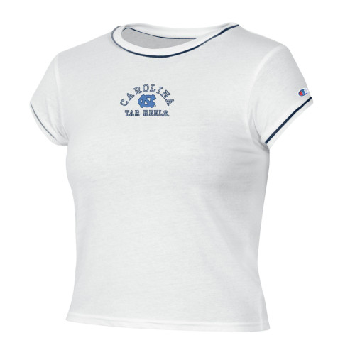 Ladies' Contrast Piping Cropped T (White)