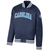 Online Exclusive! UNC Striped-Trim Satin Varsity Jacket (Navy)