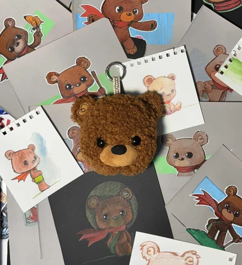 Here There Bear Clip-On Plush Zipper Pouch
