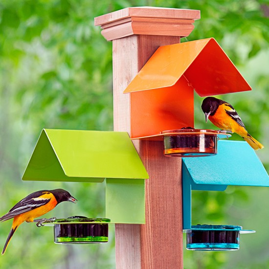 Courm Metal Glass Bright Colored Bird Feeder Trio 3 Pack