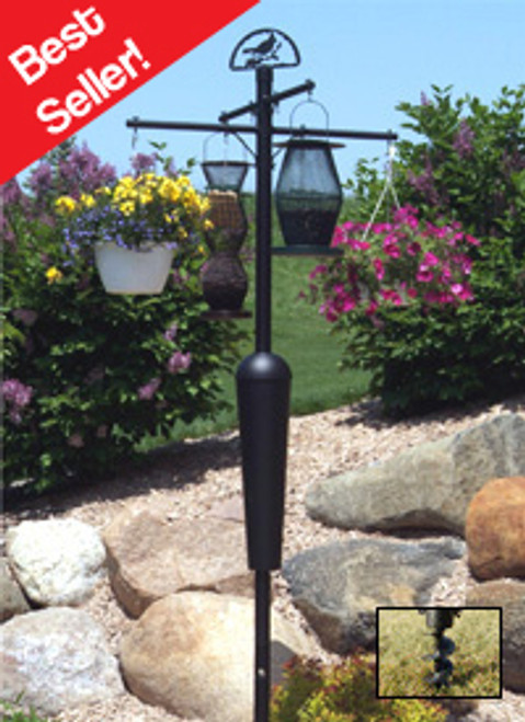 Squirrel Stopper Deluxe Bird Feeder Pole and Baffle Black Squirrel Proof Bird Feeder Pole SCQ05