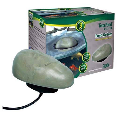 The Tetra Pond De-Icer is a floating pond heater ideal for maintaining a small hole in the ice during cold winter months, ensuring proper gas exchange helping keep fish alive during the winter. The natural faux stone design helps the unit blend seamlessly into your ponds setting.

Maintains a vent hole in the pond for proper gas exchange, saving the lives of your fish
Effective to -20°F (-18°C)
Natural stone finish blends with your pond's surroundings
Thermostatically controlled to operate only when necessary, saving you money