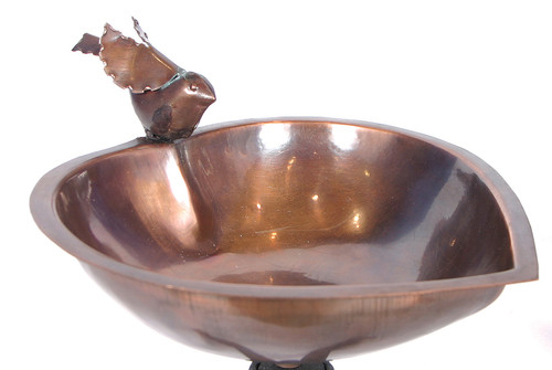 Achla 9" Heart Shaped Bird Bath Iron Ant Brass Finish