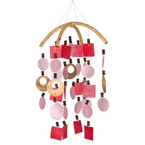 Woodstock Chimes Pink Capiz with Coconut Disks