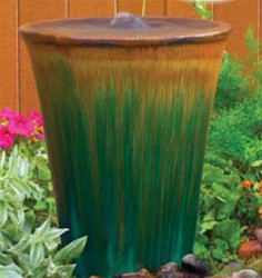 Ceramic V Shaped Urn Tan/Green