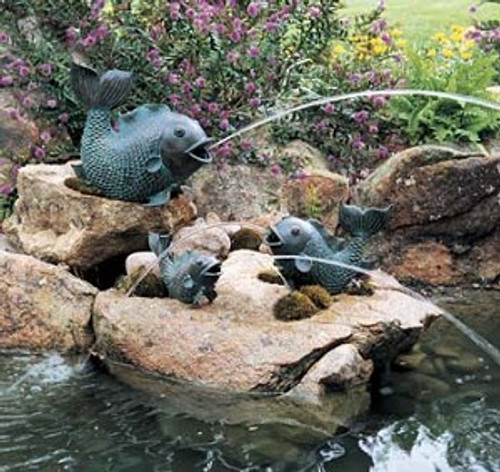 Brass Baron Swimming Fish Fountain (19 in.)