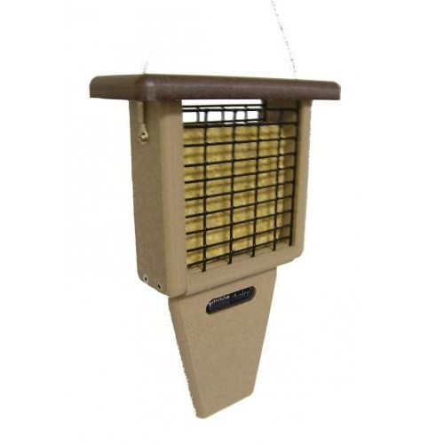 Suet Feeder with Tail Prop for Single Cake in Taupe and Brown Recycled Plastic SNTPB