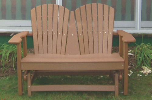 Perfect Choice Outdoor Furniture Recycled Plastic 2 Person Glider Bench Camel Lead Time to Ship 4 Weeks