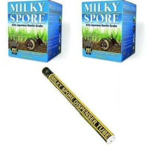 Milky Spore Powder 2 X 40oz. Organic Grub & Japanese Beetle Control Treats 20,000 Sq. Ft. & Dispensor Tube 
80040-6