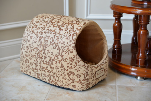 Armarkat Cat or Dog Bed Laurel Beige with Flower pattern & Beige C11HYH/MH