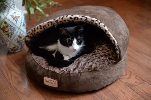 Armarkat Cat or Dog Bed Mocha & Leopard C31HKF/BW