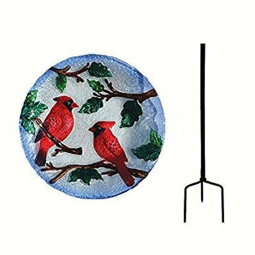 Songbird Essentials Perching Cardinals Staked Birdbath SE5040