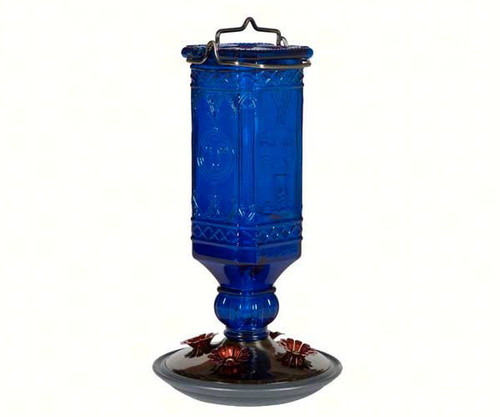 Perky Pet Cobalt Blue Antique Glass Bottle Hummingbird Feeder 8117-2