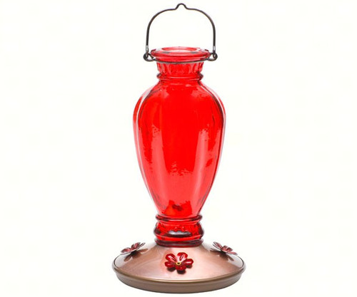 Perky Pet Red Daisy Vase Vintage Glass Hummingbird Feeder 8133-2