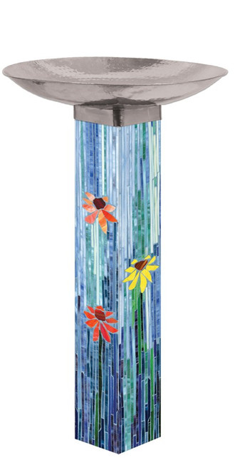 Studio M Gather Mosaic Watercolor Birdbath With Art Pole MAILBB1002