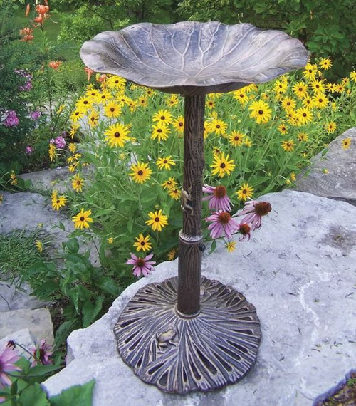 Oakland Living Antique Bronze Lily Birdbath OAA1366 