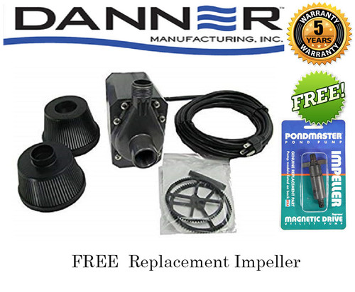  Pondmaster 1200 GPH Pond Pump w/18ft' Cord 02722 Bonus Free Replacement Impeller