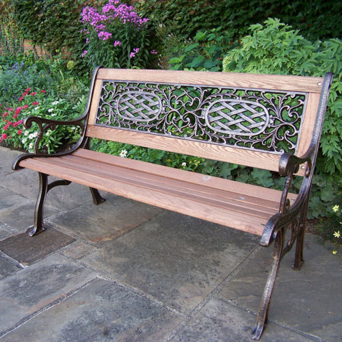 Oakland Living Mississippi Wood and Cast Iron Park Bench 2001-AB