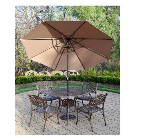Oakland Living Capitol 7 Piece Dining Set with Umbrella(2 Color Options)