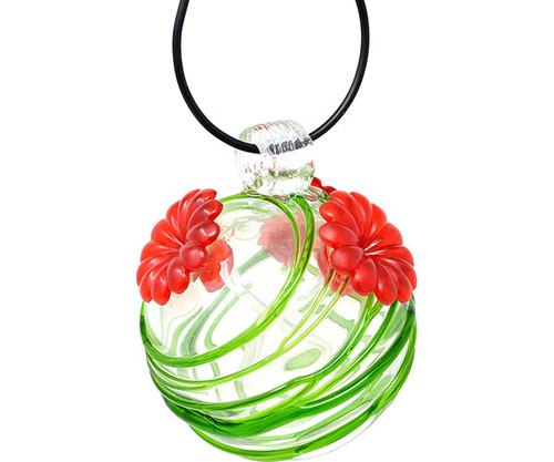 Gift Essentials Green Swirl Glass Hummingbird Feeder GEHF007