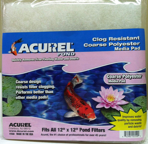 Acurel 2550 Coarse Polyester Media Pads for Ponds, 12-Inch by 12-Inch