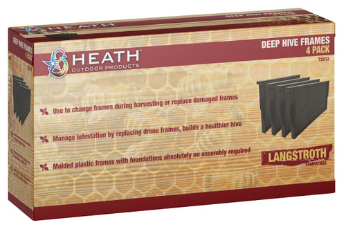 Heath Bee Hive Replacement Langstroth Frames- Large, 4 Pack