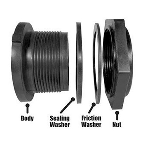 1 1/4" FPT Bulkhead Fitting with Sealing Washer, TF125P-E
