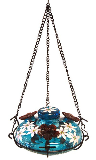 Parasol Bloom Botanica Feeder with Perch, Aqua, 16 oz.