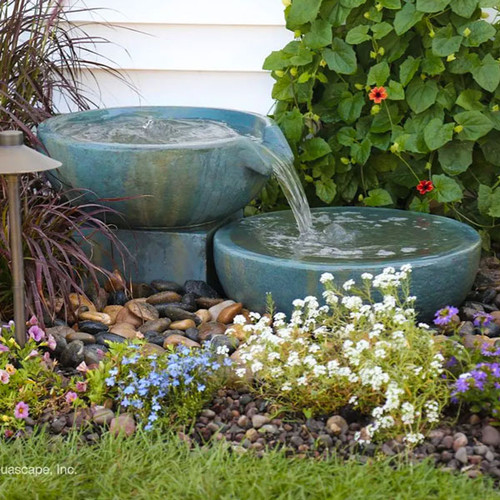 The Spillway Bowl 19” and Basin 20” Fountain Kit bundles the perfect combination of products, providing a unique, easy-to-install kit that includes everything you need to create an impressive recirculating fountain. The included Spillway Bowl 19″ and Spillway Basin 20″ are constructed of durable glass fiber reinforced concrete (GFRC) and display a unique patina, providing a long-lasting, elegant, multi-step fountain ideal for any setting.

The included AquaBasin® 30 is a sub-surface water basin that stores up to 27 gallons of water. Constructed of professional-grade, high-density polyethylene and backed by a lifetime warranty, the basin provides features and benefits that eliminate guesswork, improve water circulation, and increase accessibility. An energy-efficient Ultra 800 Water Pump is included to circulate water through the fountain, and the included pipe and fittings make installation easier than ever.

Kit includes everything needed for installation
Creates an impressive multi-step fountain
Eliminates guesswork of selecting products individually
Simple design makes installation quick and easy
Includes AquaBasin 30, spillway basin, spillway bowl, spillway stands, water basin, pump, and pipe