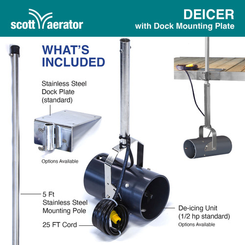 Scott Aerator De-Icer, Dock Mount, 1/3 HP 115 V, 25ft. Power Cord