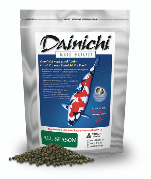 Dainichi All Season Koi Food Pellets 11 lb. Package Medium Pellets 1123