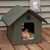 K & H 3993 Heated Outdoor Kitty House Free ShippingK & H Heated Outdoor Kitty House This is made with 600 denier nylon with a vinyl backing that makes this waterproof. The roof hangs over the 2 doors to keep cats warm, safe and dry. Easy to assemble..