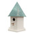 Heartwood Copper Songbird Deluxe Bird House, Verdigris Roof
Offer bluebirds a palatial home with the Copper Songbird Deluxe Bird House. This charming, cellular PVC house has a sparkling white tone, creating a striking contrast with the distressed verdigris roof. A delicate braid adorns the bottom edge of the roof, adding beautiful detail to this domicile. A decorative 2" copper perch rests under the 1.5" diameter entrance hole, inviting bluebirds to rest and reside. A notch at the back of the home offers ventilation, and the cellular PVC construction lends durability to the piece. Connect the octagonal base of the home to a post and place it in your yard to invite in avian tenants. Add style to your bluebird trail with this Copper Songbird Deluxe Bird House. Made in the USA.

Opening: 1.5" dia.
Dimensions: 10" dia. x 16.25"H
Mounting: pole or post mount
Construction: cellular PVC and copper