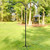 Erva Adjustable Double Shepherd Hook, Black, 4' 6" to 7'H
Add two dramatic hanging spots to your backyard using the Erva Black Adjustable Double Shepherd Hook. This generous and versatile unit, with its classic black, powder coated finish and steel body, looks great in any setting, while offering a perfect hanging height for your bird feeder or wind chimes. Its metal, square bar construction adds sturdiness, and the telescoping design makes the unit convenient. When fully retracted, the pole stands 55" tall and the dual hooks keep items within easy reach. Extend the top shaft up to 86" and secure it with its thumbscrew to create a remarkable garden accent. Each of the two hooks culminates in an upward curl, and holds hanging items up to 22" in diameter. Unique ports perfectly affix these arms to the shaft, and the sculpted curl on each gives the unit a finished hint. A quadruple pronged, step-in base ensures a stable display, and the steel construction provides plenty of strength. Add a versatile and wonderful display area to your bird garden with this Black Adjustable Double Shepherd Hook. Assembly required. Made in the USA.

Capacity: 12 lbs. per hook
Dimensions: 55" to 86"H, 11.5" clearance from shaft to hook
Mounting: insert into ground
Construction: steel
