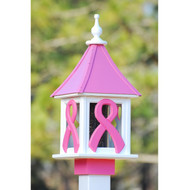 Fancy Home Products Square Bird Feeder Breast Cancer Awareness 10" BF10-SQ-RIBBON