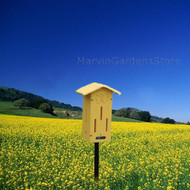 Butterfly House Pole Mounted in  Yellow w/ Engraved Butterfly Silhouette