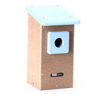 Eastern Bluebird House in Taupe and Blue Recycled Plastic 1.5" Entrance Hole SNBBH 