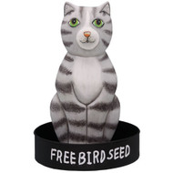 Bobbo Bird Feeder Metal Tray Cat Sit Gray White